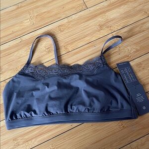 Women's Lace Trim Bralette - Mauve Gray